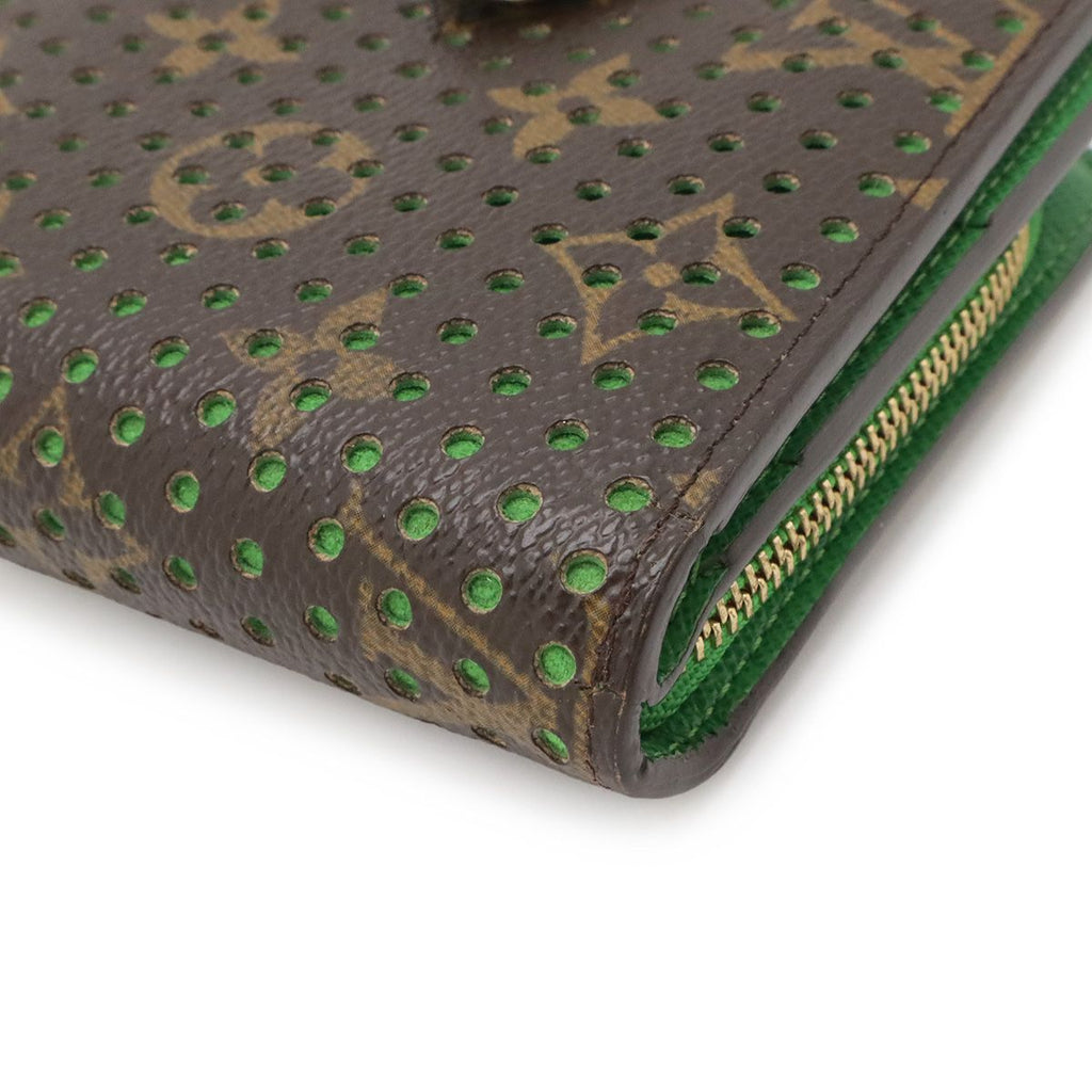 Louis Vuitton Monogram Perforated Compact Zip Bifold Wallet Vert Green — view 3