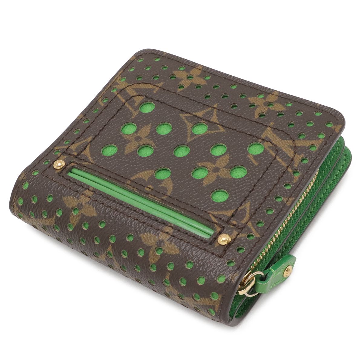 Louis Vuitton Monogram Perforated Compact Zip Bifold Wallet Vert Green — view 2