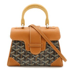 Goyard Saigon Mini Wooden Handle 2-Way Shoulder Bag Herringbone Pattern Brown