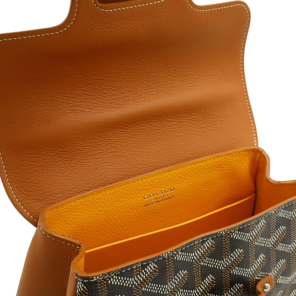 Goyard Saigon Mini Wooden Handle 2-Way Shoulder Bag Herringbone Pattern Brown — view 6