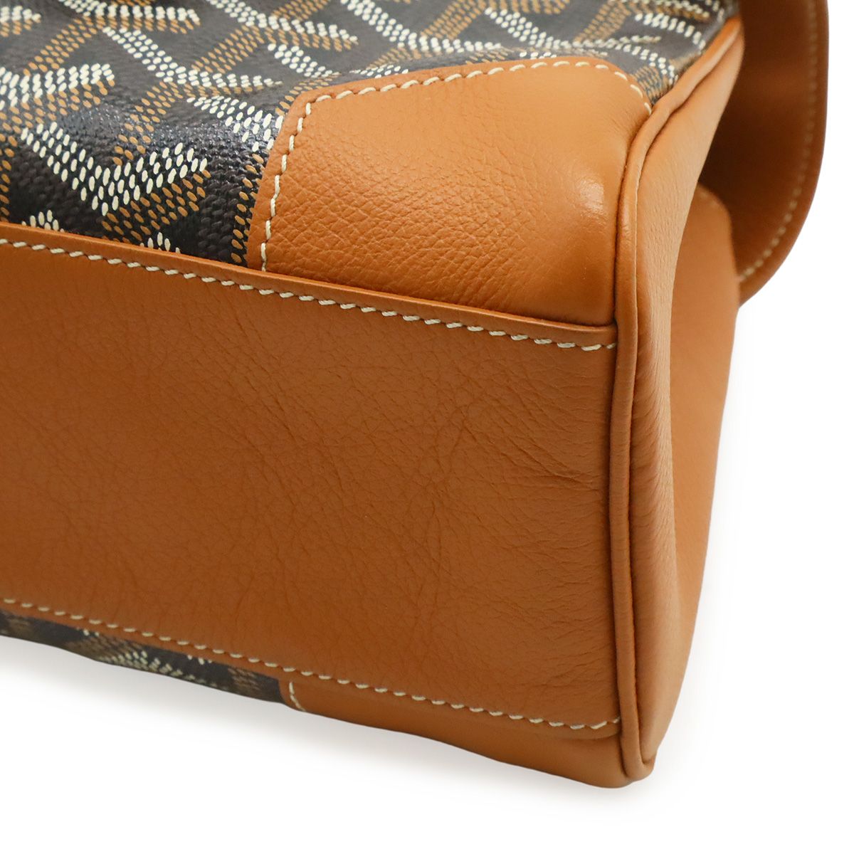 Goyard Saigon Mini Wooden Handle 2-Way Shoulder Bag Herringbone Pattern Brown — view 3