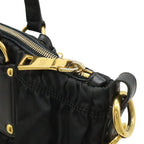 Prada Tessuto Gathered Tote 2-Way Shoulder Bag Crossbody Nylon Nero Black Gold — view 6
