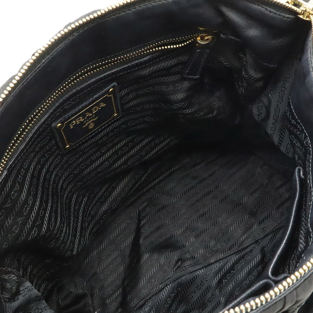 Prada Tessuto Gathered Tote 2-Way Shoulder Bag Crossbody Nylon Nero Black Gold — view 7