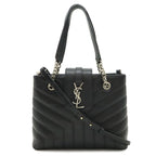 Saint Laurent Paris YSL Loulou Chain Shoulder Bag 2-Way Quilted Leather Black