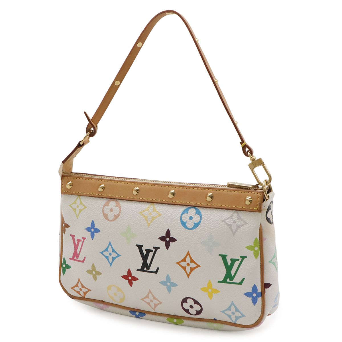 Louis Vuitton Monogram Multicolor Pochette Pouch Party Blanc White — view 2