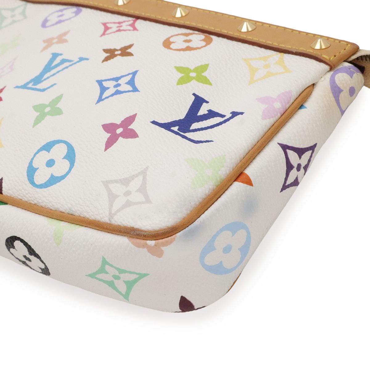 Louis Vuitton Monogram Multicolor Pochette Pouch Party Blanc White — view 3