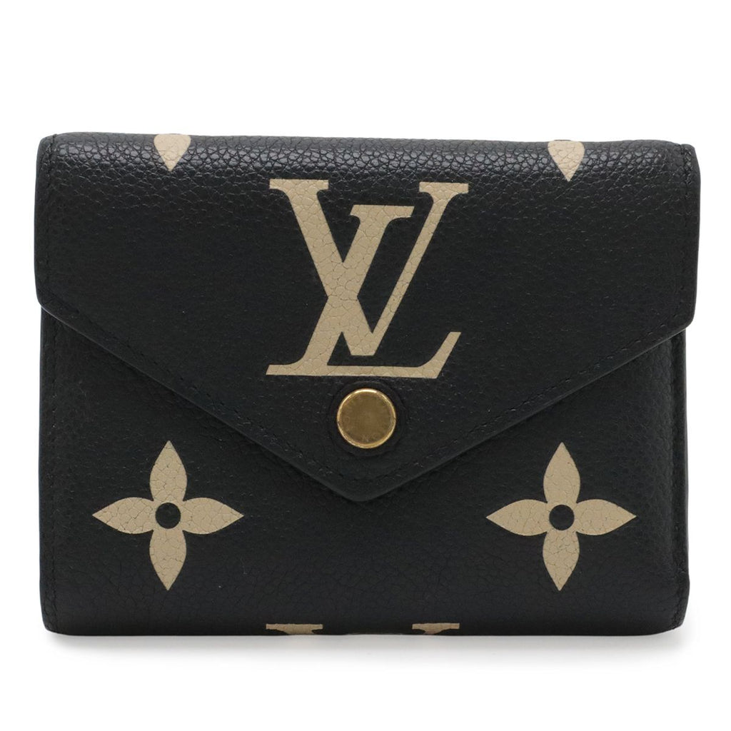 Louis Vuitton Monogram Empreinte Victorieuse Trifold Wallet Bicolor Black Beige