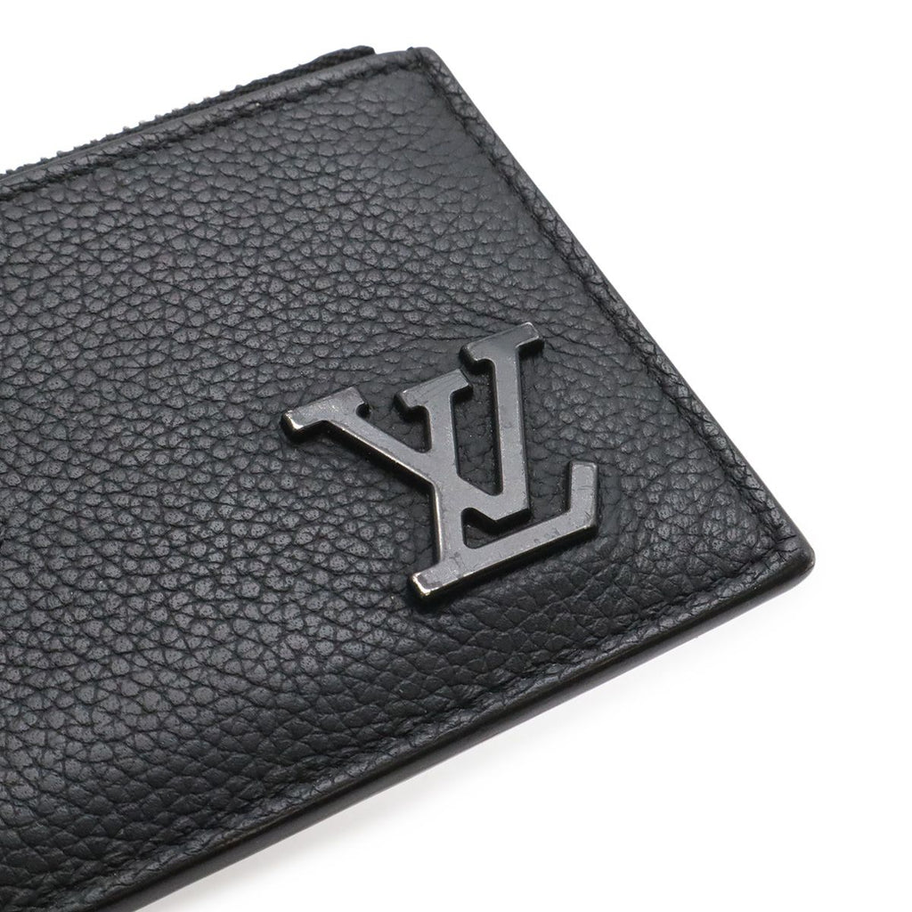 Louis Vuitton LV Aerogram Coin Card Holder Case Leather Noir Black — view 5