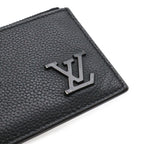 Louis Vuitton LV Aerogram Coin Card Holder Case Leather Noir Black — view 5