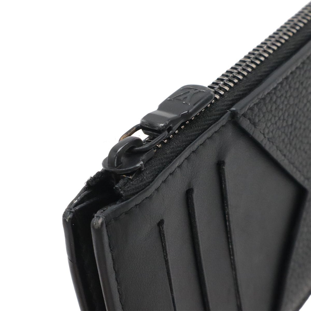Louis Vuitton LV Aerogram Coin Card Holder Case Leather Noir Black — view 6