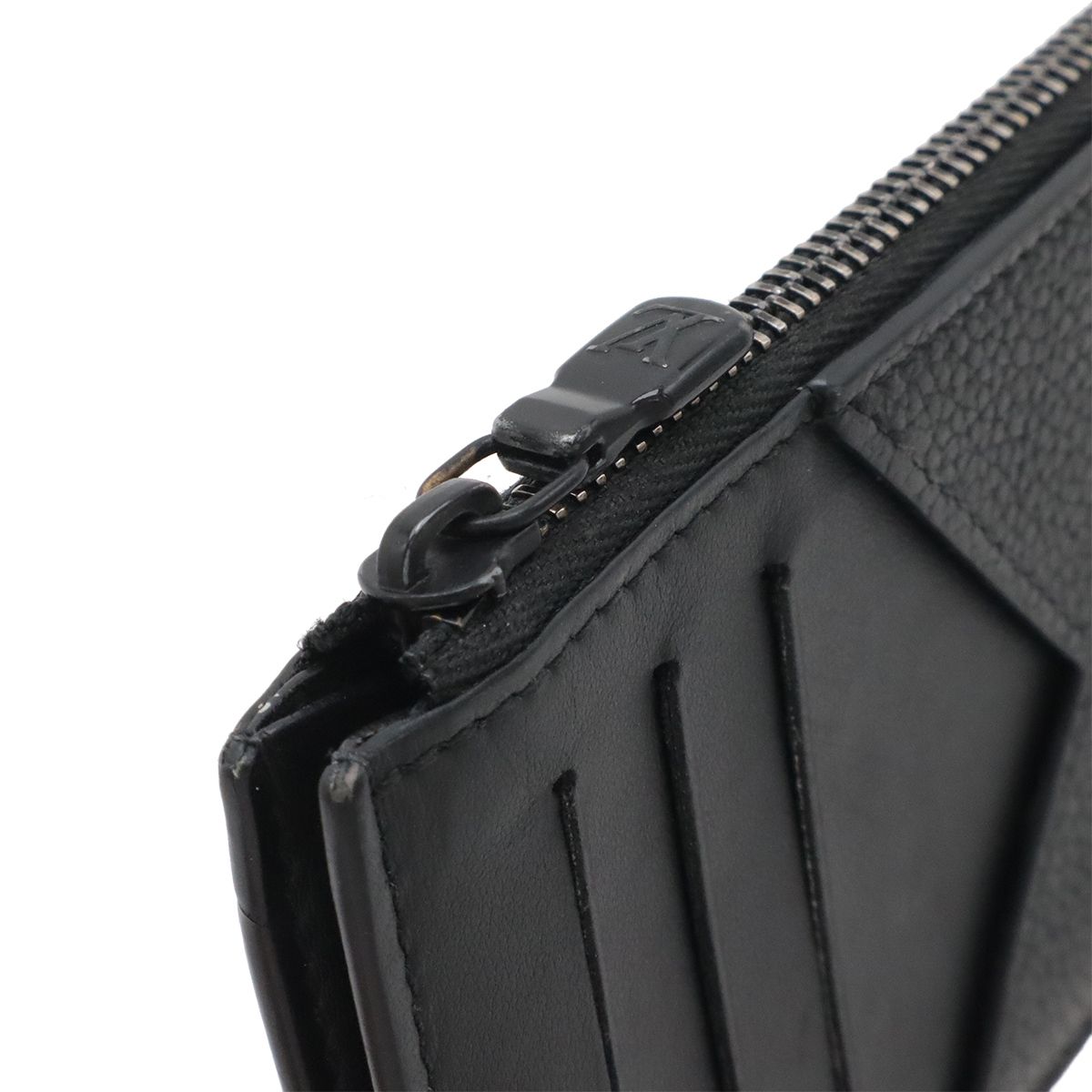 Louis Vuitton LV Aerogram Coin Card Holder Case Leather Noir Black — view 6