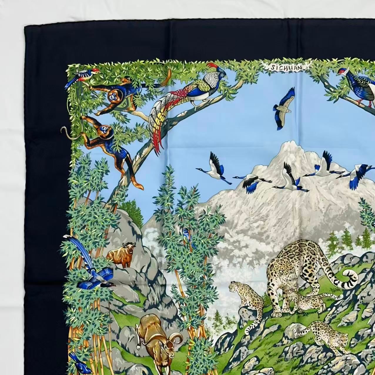 Hermes Carre 90 Scarf Silk Sichuan Panda Multicolor — view 3