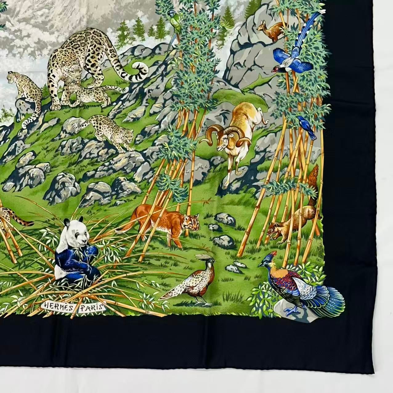 Hermes Carre 90 Scarf Silk Sichuan Panda Multicolor — view 7
