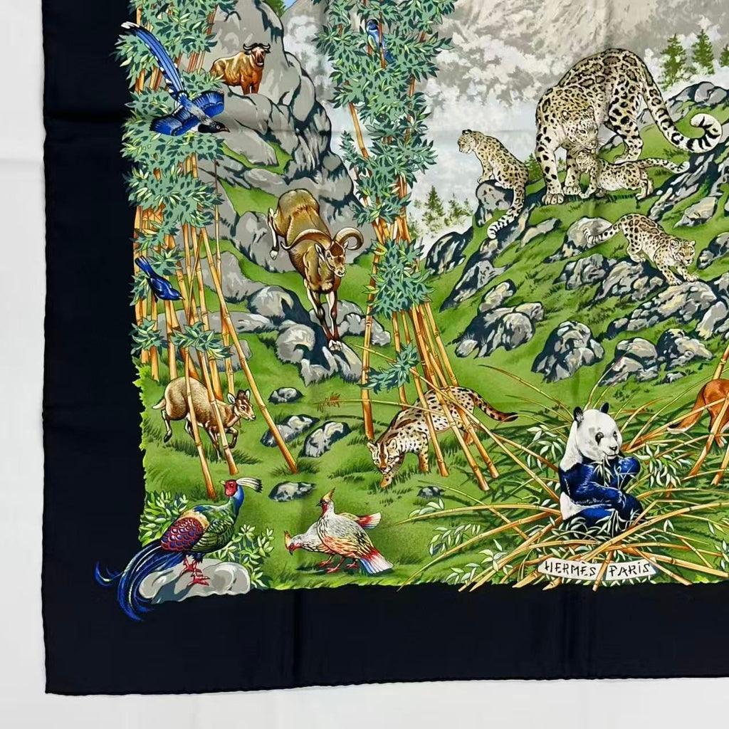 Hermes Carre 90 Scarf Silk Sichuan Panda Multicolor — view 4