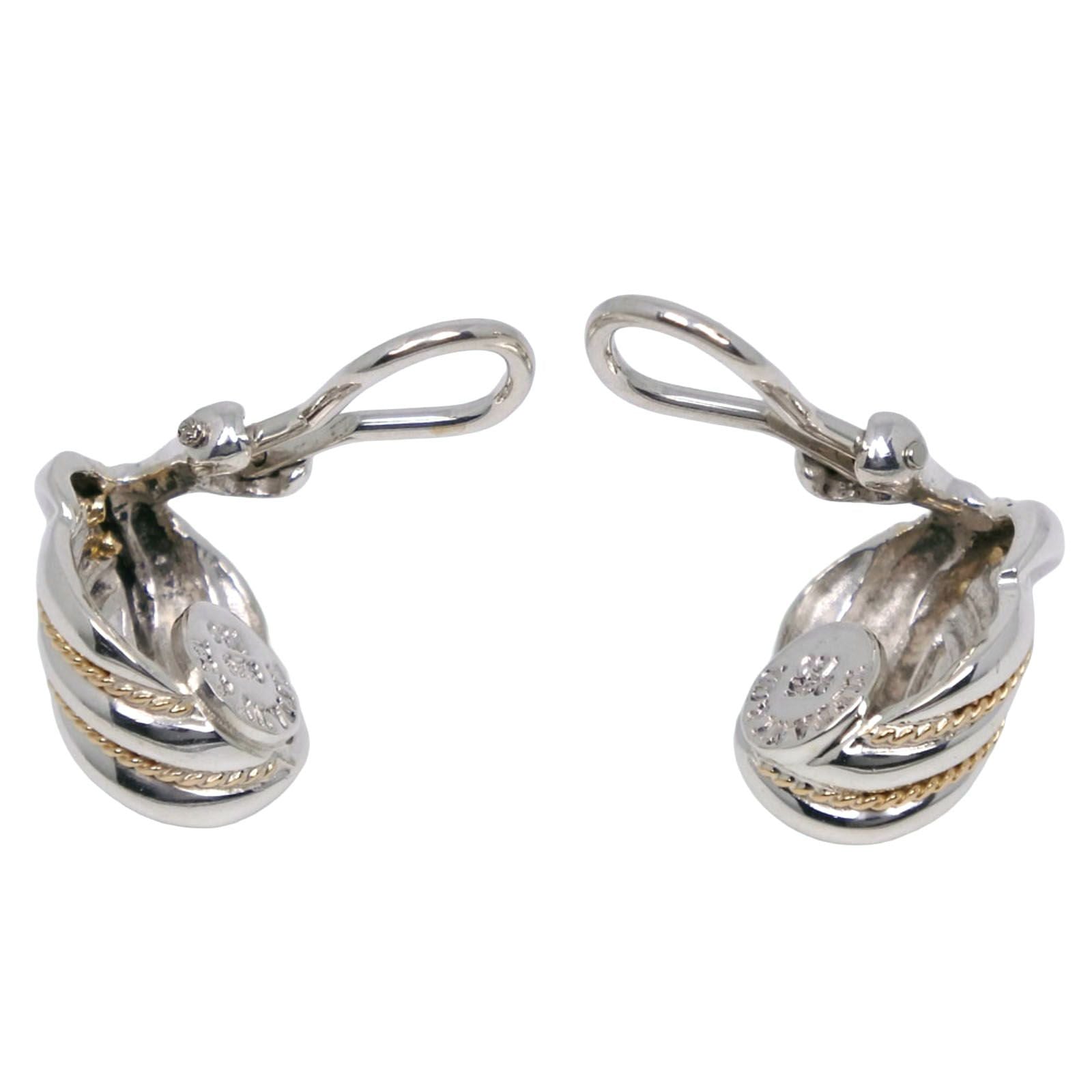 Tiffany & Co Twist 925 Sterling Silver and 18k Yellow Gold Earrings — view 4