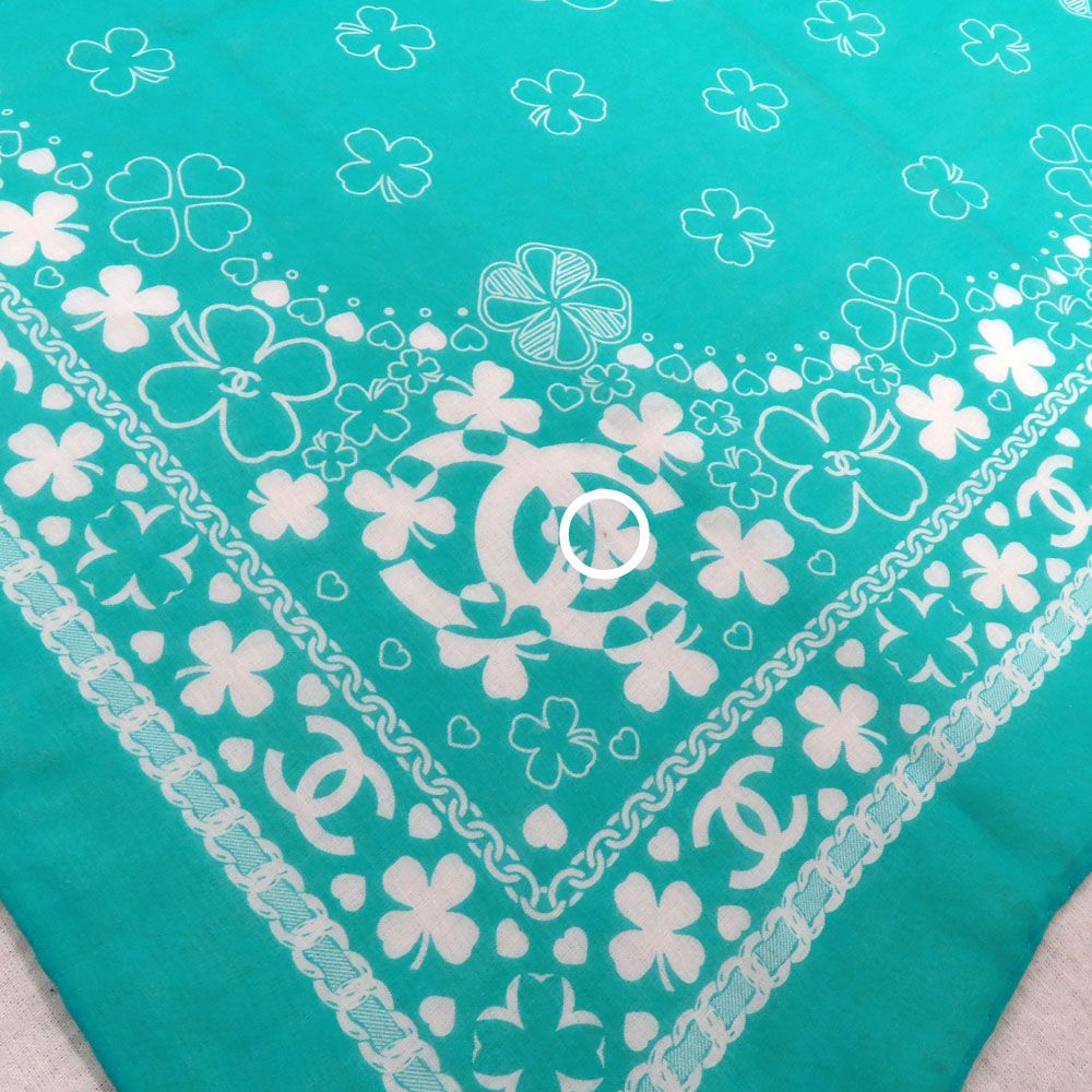 Chanel Scarf Bandana Clover & Blue Cotton — view 6