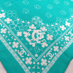 Chanel Scarf Bandana Clover & Blue Cotton — view 6