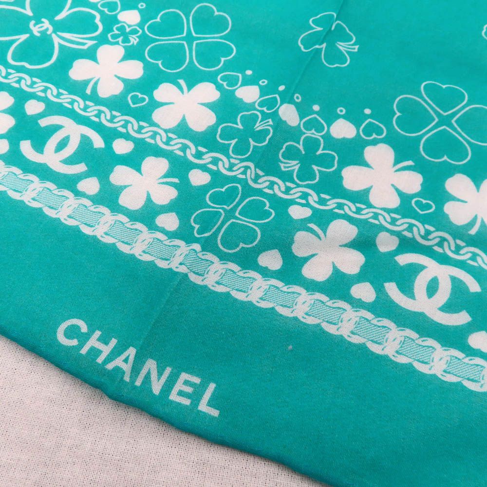 Chanel Scarf Bandana Clover & Blue Cotton — view 9