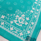 Chanel Scarf Bandana Clover & Blue Cotton — view 7