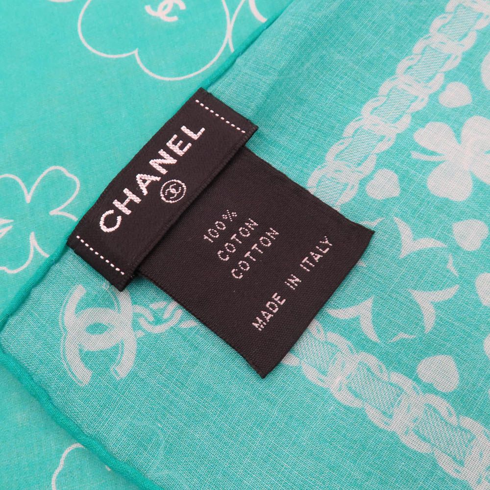 Chanel Scarf Bandana Clover & Blue Cotton — view 8