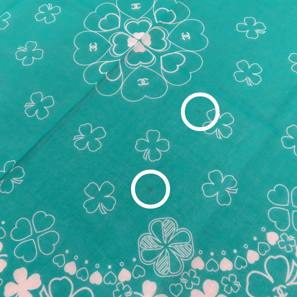Chanel Scarf Bandana Clover & Blue Cotton — view 5