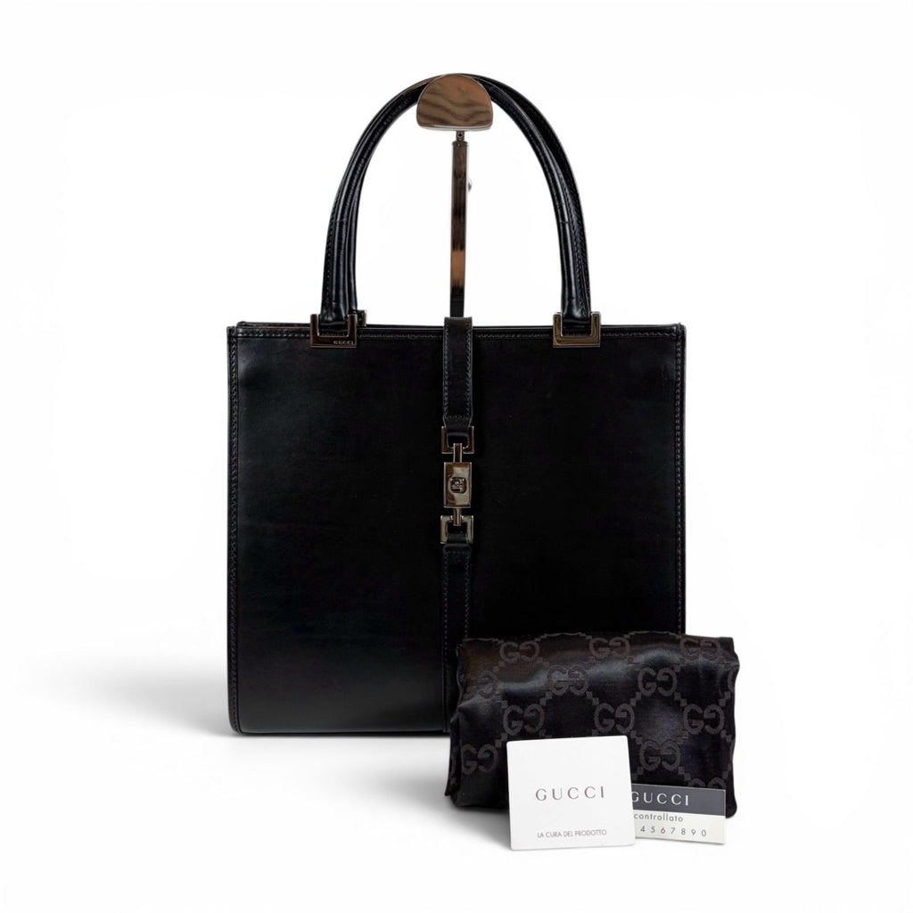 Gucci Jackie Line Handbag Mini Tote Black Leather