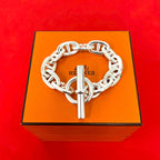 Hermes Chaine D'ancre TGM Bracelet 11 Links 925 Sterling Silver Chain