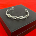 Hermes Box Enchainee Bangle 925 Sterling Silver Bracelet