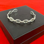 Hermes Box Enchainee Bangle 925 Sterling Silver Bracelet