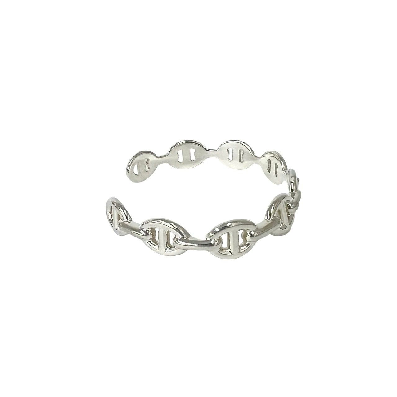 Hermes Box Enchainee Bangle 925 Sterling Silver Bracelet — view 5