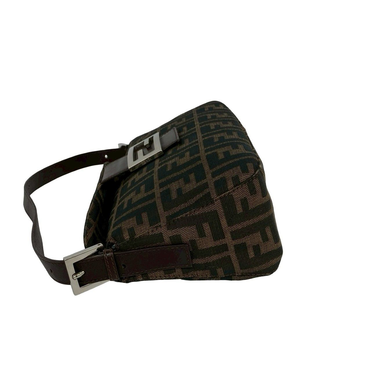 Fendi Vintage Zucca FF Pattern Canvas Leather Shoulder Bag Brown Black — view 5