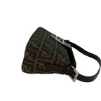Fendi Vintage Zucca FF Pattern Canvas Leather Shoulder Bag Brown Black — view 6