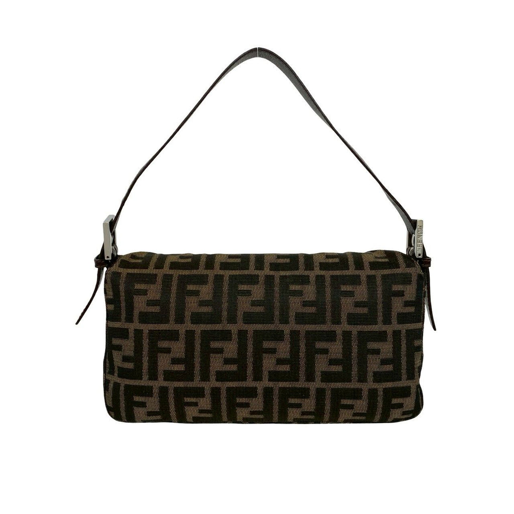 Fendi Vintage Zucca FF Pattern Canvas Leather Shoulder Bag Brown Black — view 3