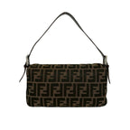 Fendi Vintage Zucca FF Pattern Canvas Leather Shoulder Bag Brown Black — view 3