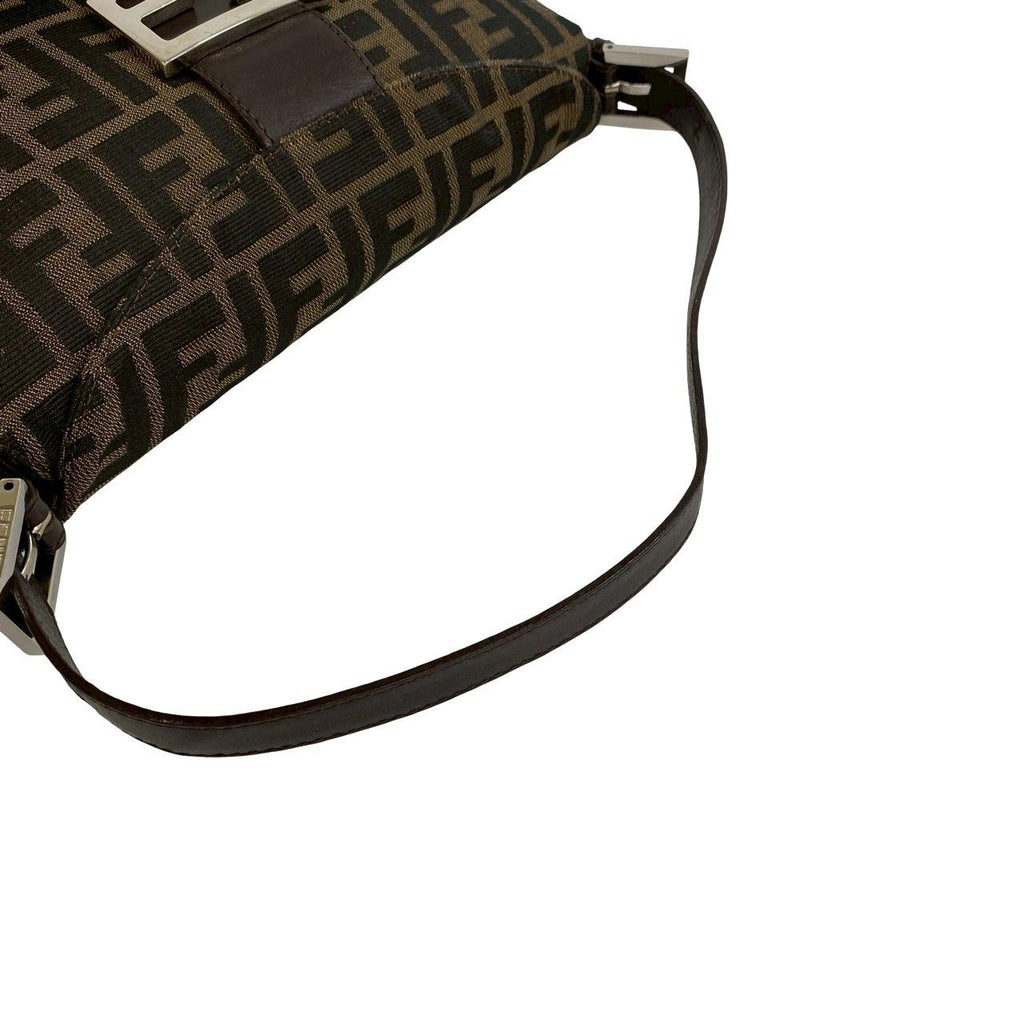 Fendi Vintage Zucca FF Pattern Canvas Leather Shoulder Bag Brown Black — view 4