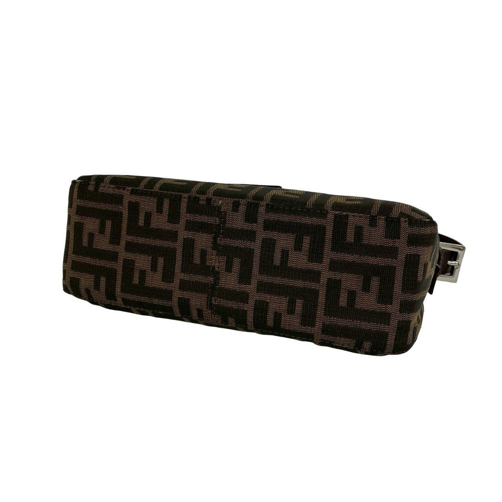 Fendi Vintage Zucca FF Pattern Canvas Leather Shoulder Bag Brown Black — view 8