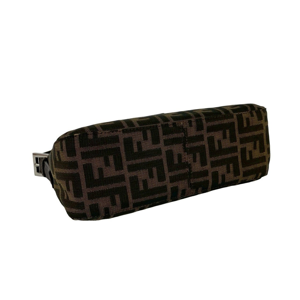 Fendi Vintage Zucca FF Pattern Canvas Leather Shoulder Bag Brown Black — view 7