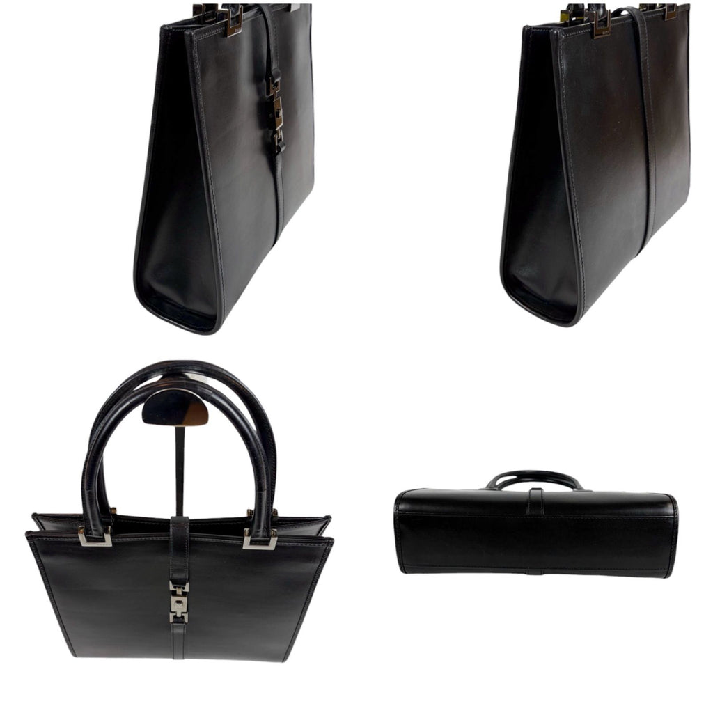 Gucci Jackie Line Handbag Mini Tote Black Leather — view 4