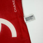 Chanel CC Logo Scarf Cotton Red and White Vintage — view 7