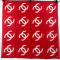 Chanel CC Logo Scarf Cotton Red and White Vintage