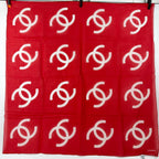 Chanel CC Logo Scarf Cotton Red and White Vintage