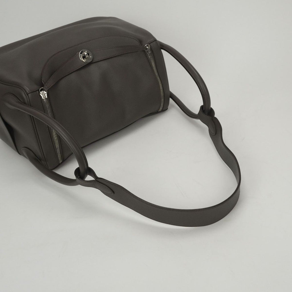 Hermes Lindy 34 Tote Shoulder Bag Color Etain Gray Silver — view 4