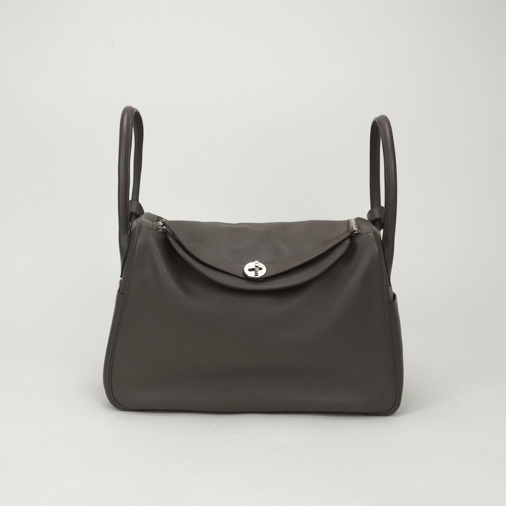 Hermes Lindy 34 Tote Shoulder Bag Color Etain Gray Silver