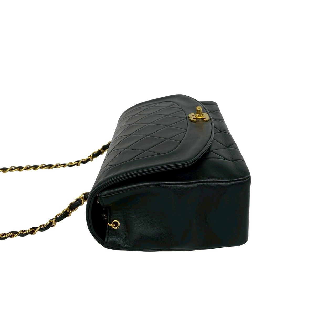 Chanel Vintage Diana Quilted CC Logo Lambskin Shoulder Bag Black — view 5