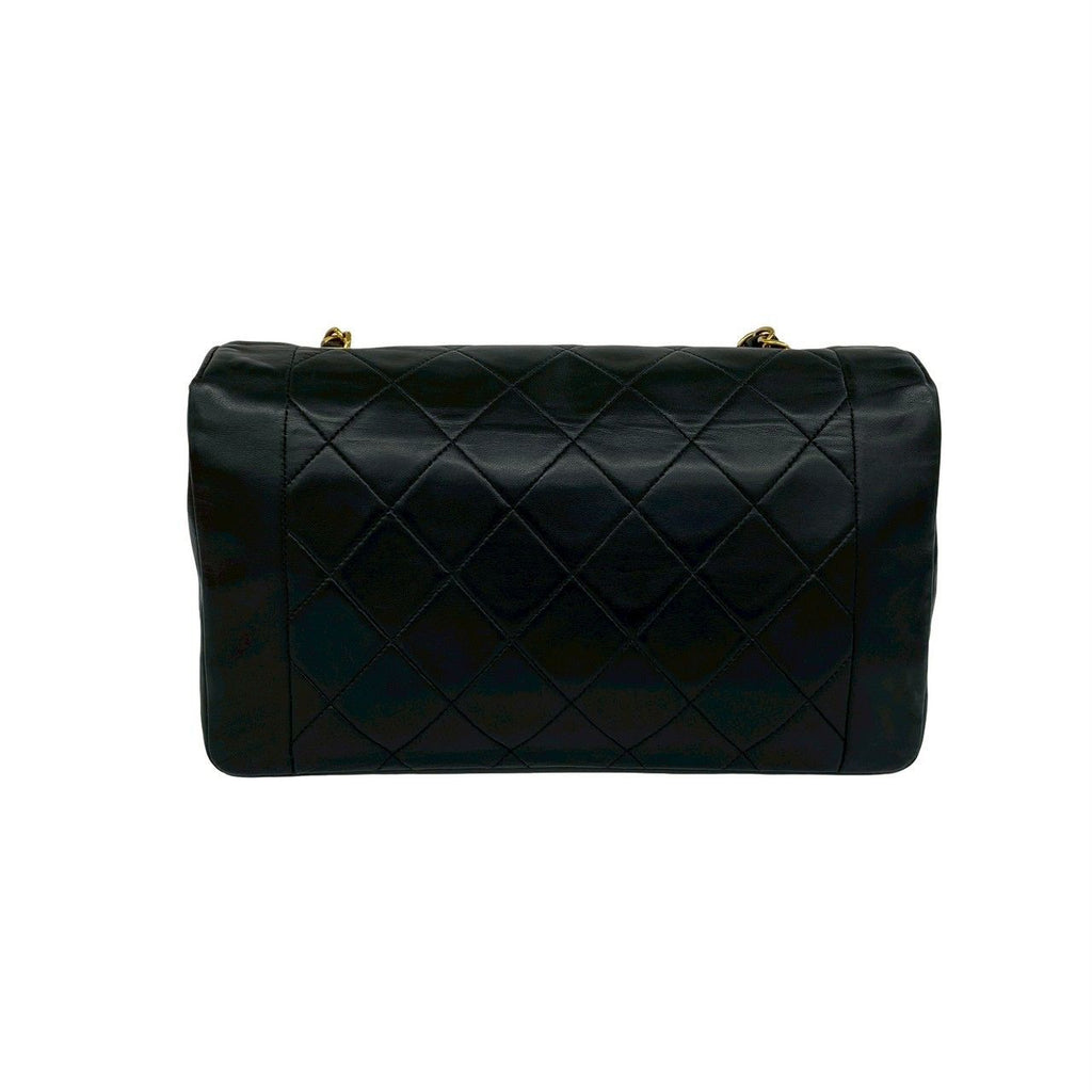Chanel Vintage Diana Quilted CC Logo Lambskin Shoulder Bag Black — view 3