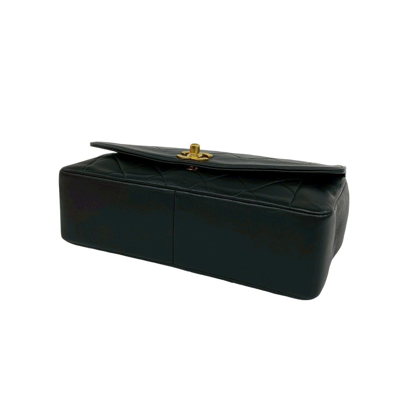 Chanel Vintage Diana Quilted CC Logo Lambskin Shoulder Bag Black — view 8