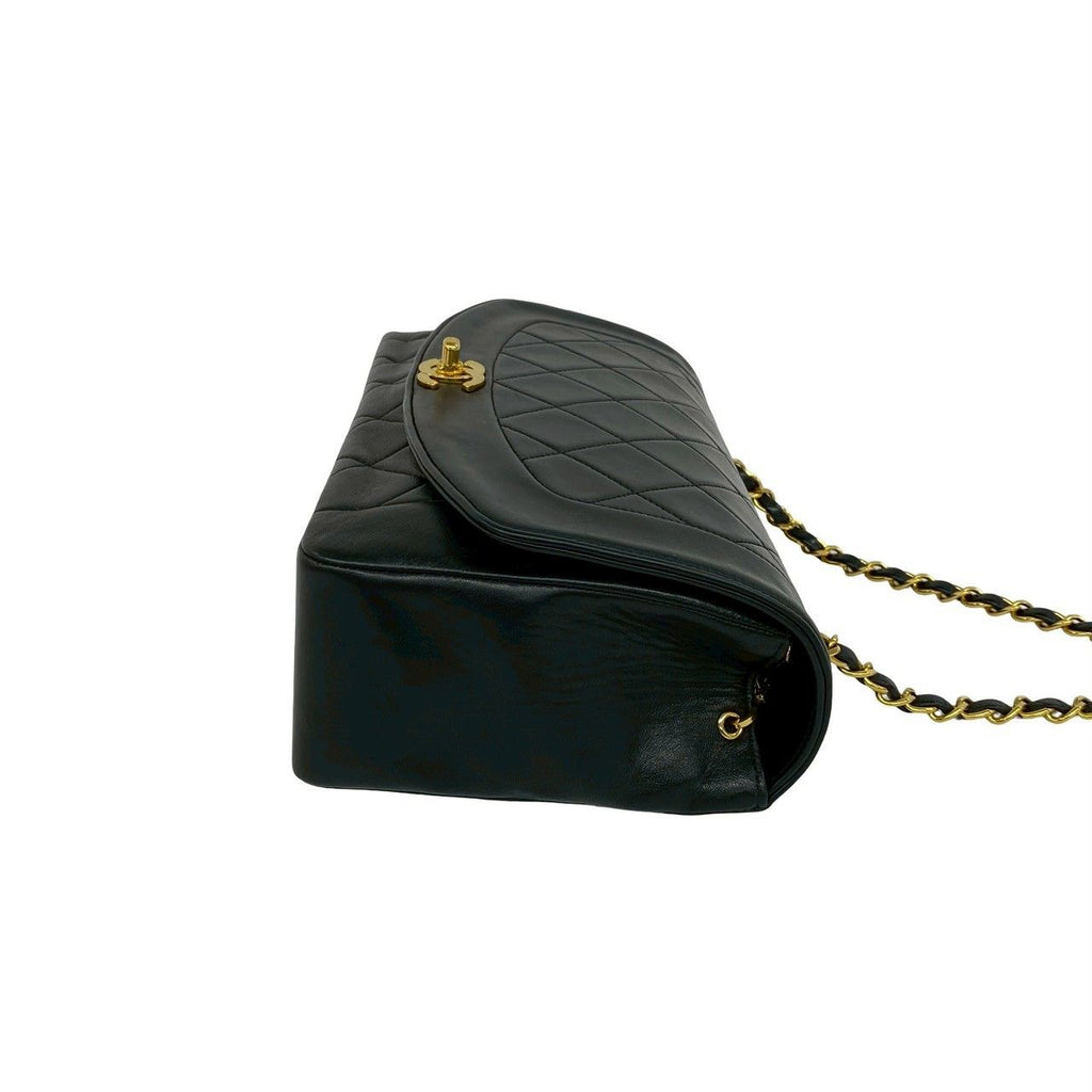 Chanel Vintage Diana Quilted CC Logo Lambskin Shoulder Bag Black — view 6