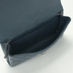 Chanel Quilted Shoulder Bag Lambskin Blue Silver Chain Bag CC Logo Turnlock — view 9