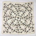 Chanel Camellia CC Logo Silk Scarf White Black Vintage