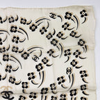 Chanel Camellia CC Logo Silk Scarf White Black Vintage — view 3